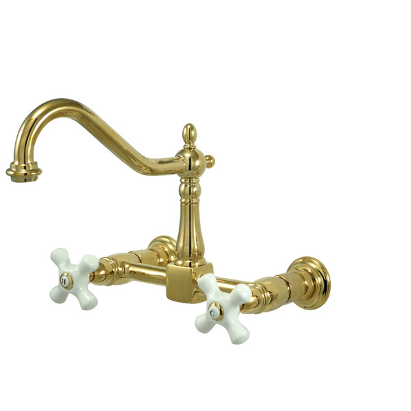 Heritage KS1242PX 2-Handle 8-Inch Wall Mount Kitchen Faucet KS1242PX